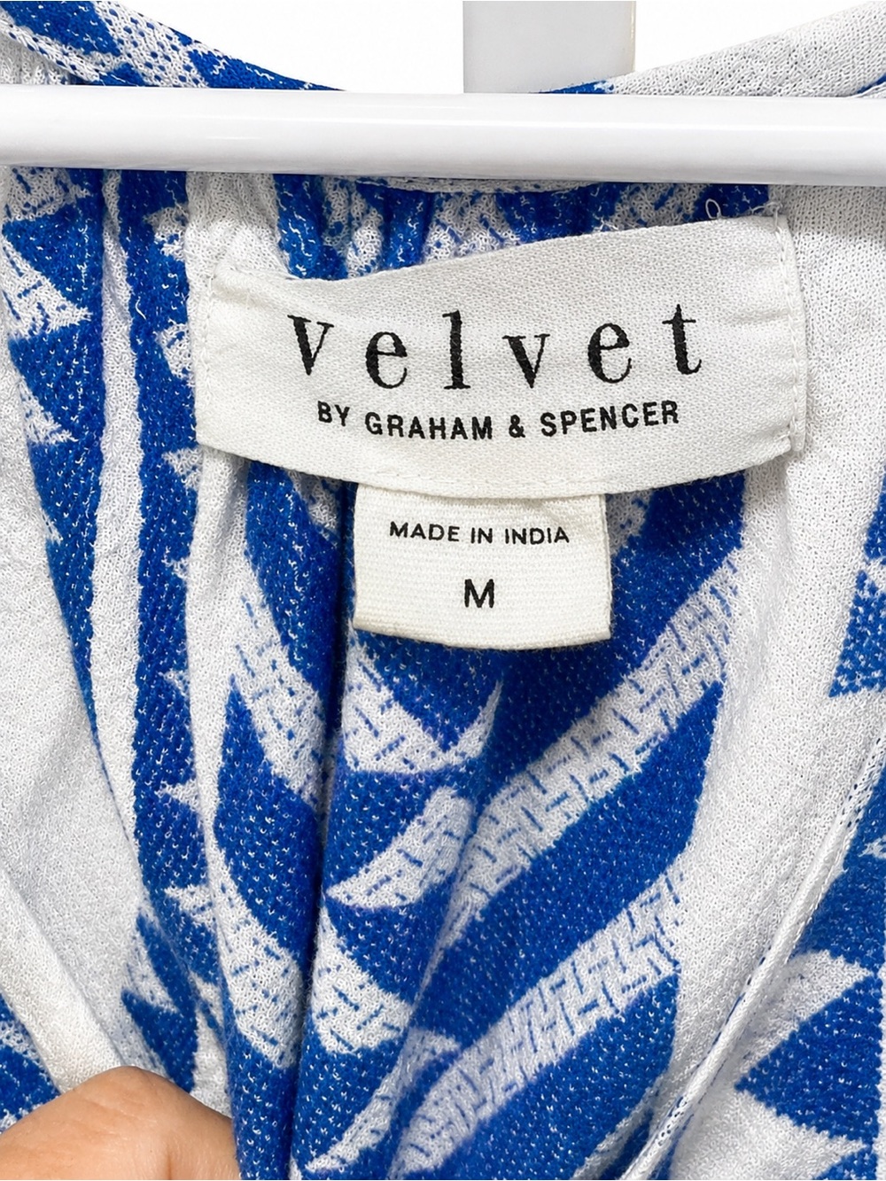 Velvet by Graham & Spencer Blue White Geometric Tiered Tunic Dress M - Picture 4 of 4